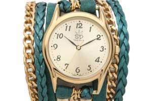 Sara Designs Nubuck Leather & Chain Wrap Watch