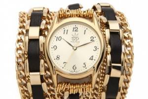 Sara Designs Woven Window Chain Wrap Watch