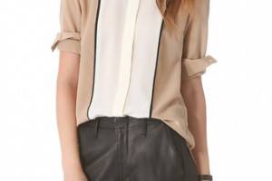 Sea Combo Silk Button Down Top