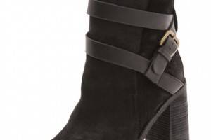 See by Chloe Mid Heel Buckle Strap Booties