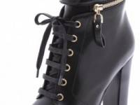 Sergio Rossi Leather and Rubber Heeled Booties