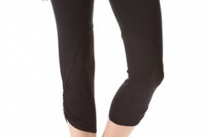 SOLOW Fold Over Leggings with Tonal Mesh