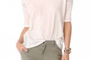 Splendid Lace & Slub Tee