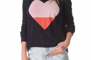 SUNDRY Heart Cropped Pullover