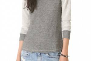 SUNDRY Reverse Panel Raglan Top