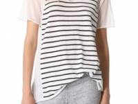 T by Alexander Wang Striped Panel Sweater with Short Sleeves