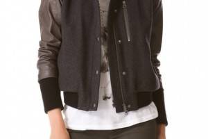Tess Giberson Bomber Jacket with Leather Sleeves