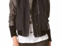 Tess Giberson Bomber Jacket with Leather Sleeves