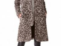 Thakoon Addition Leopard Coat with Leather Trim
