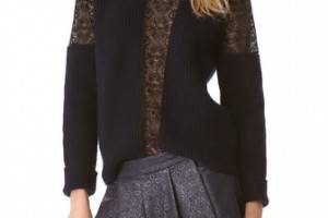 Thakoon Ribbed Lace Inset Pullover