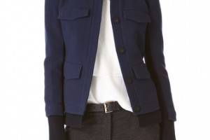 Thakoon Wool Jacket with Ribbed Trim