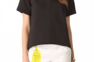 Tibi Bonded Sculpted Short Sleeve Top