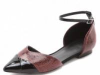 Tibi Cody d&#039;Orsay Flats with Ankle Strap