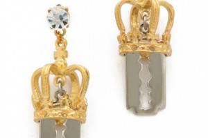 TOM BINNS Crown & Razor Blade Earrings