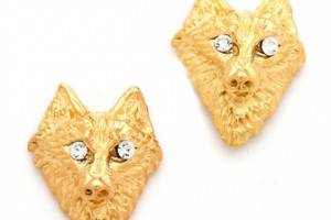 TOM BINNS Crystal Wolf Earrings