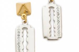 TOM BINNS Rave Razor Blade & Pyramid Earrings