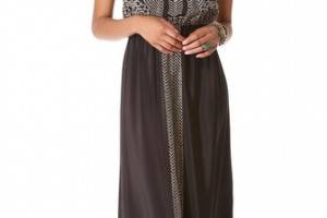 Twelfth St. by Cynthia Vincent Maxi Dress with Leather Racer Back