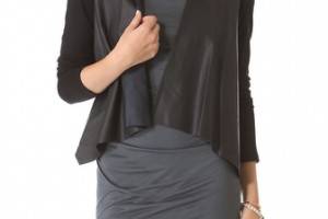 Velvet Purity Cardigan with Faux Leather Detail