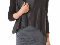 Velvet Purity Cardigan with Faux Leather Detail