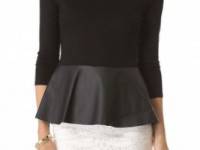 Velvet Zaire Top with Faux Leather Peplum