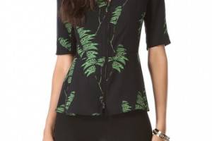 Veronica Beard Printed Peplum Top