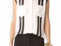 Veronica Beard Sleeveless Georgette Top