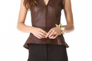 Veronica Beard Sleeveless Leather Peplum Top