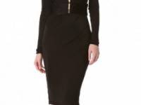 Versace Deep V Dress with Long Sleeves