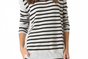 Vince Link Stripe Boat Neck Top