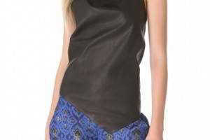 Wes Gordon Leather Turban Halter Top