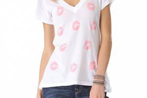 Wildfox Covered In Kisses V Neck Tee