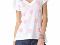 Wildfox Covered In Kisses V Neck Tee