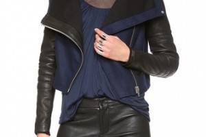 Yigal Azrouel Felt Jacket with Leather Sleeves