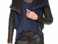 Yigal Azrouel Felt Jacket with Leather Sleeves
