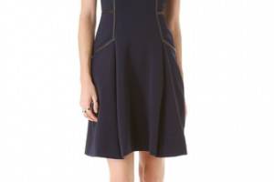 Yigal Azrouel Leather Trim Cocktail Dress